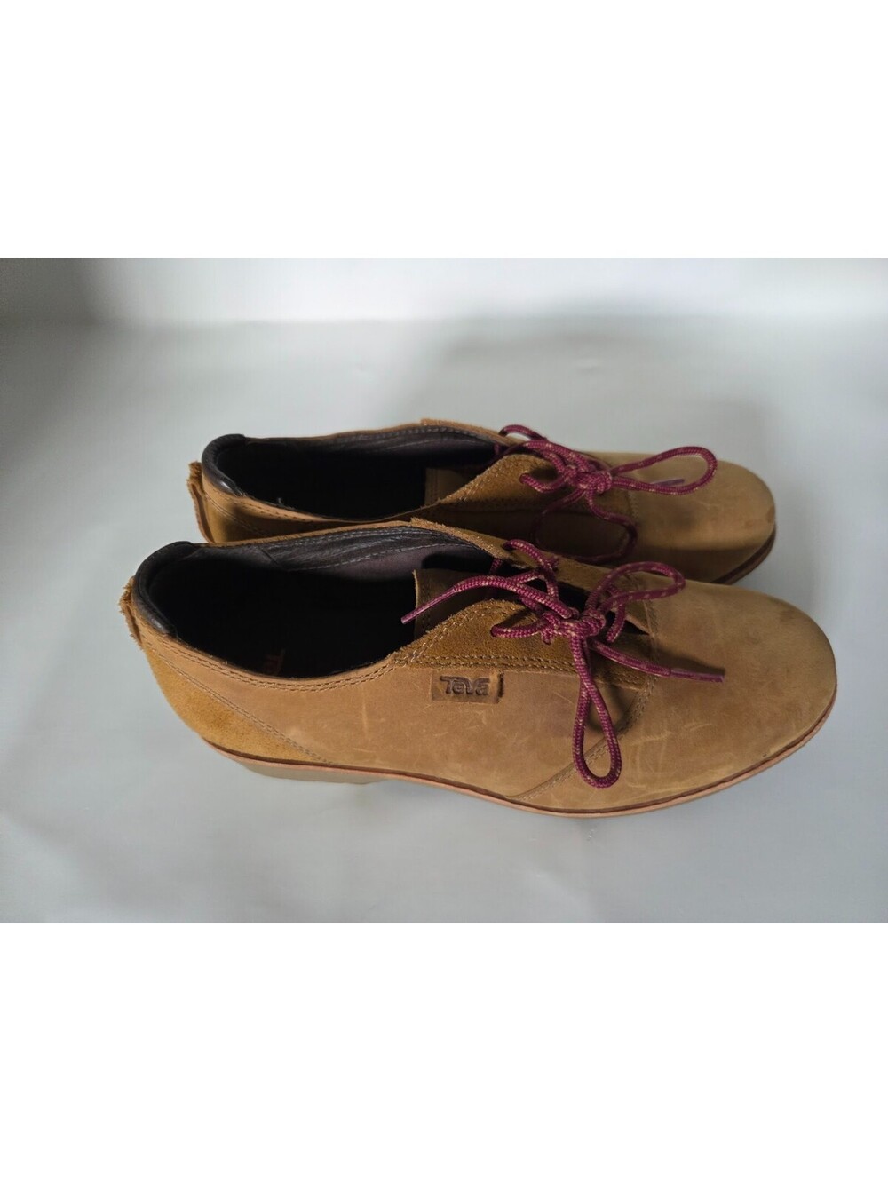 Teva Leather Casual Shoes Size 7.5 US Brown Lace-Up Comfort Oxford F19247E